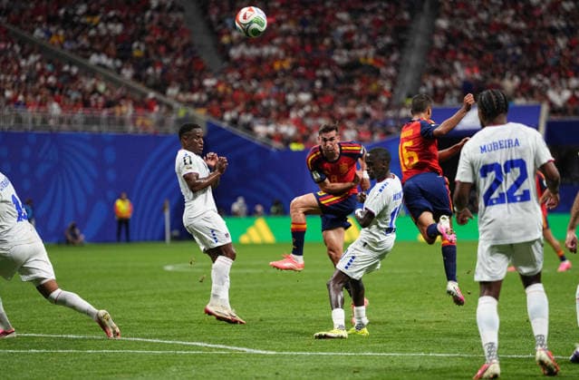Aymeric Laporte of Spain takes a shot on goal during the match between Spain and Cape Verde in Group H of the 2026 FIFA World Cup at Atlanta Stadium in Atlanta, United States, on June 15, 2026. Photo by DeFodi Images (Thor Wegner),detected_source_language