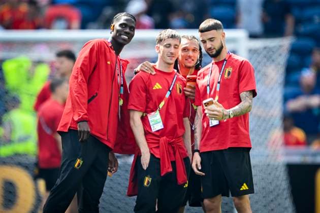 Belgium vs Egypt - 2026 FIFA World Cup, WM, Weltmeisterschaft, Fussball SEATTLE, USA - JUNE 15 : Onana Amadou midfielder of Belgium, Saelemaekers Alexis midfielder of Belgium, Da Silva Moreira Diego midfielder of Belgium, Debast Zeno defender of Belgium during the FIFA World Cup 2026 Group G match between Belgium and Egypt at the Lumen Field stadium on June 15, 2026 in Seattle, USA, 15 06 2026 Seattle United States of America  Copyright: xNicoxVereeckenx