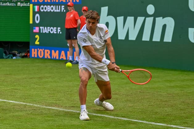 Flavio Cobolli (ITA) prepares to return a ball at the TERRA WORTMANN Open 2026, Tennis, ATP, Mens 500, Tournament, Main Draw, June 15, 2026, TERRA WORTMANN Open 2026, Tennis, ATP, Mens 500, Tournament, Main Draw, June 15, 2026, Indoor,detected_source_language Copyright: xEibner-Pressefoto RobertxGertzenx EP_RGN