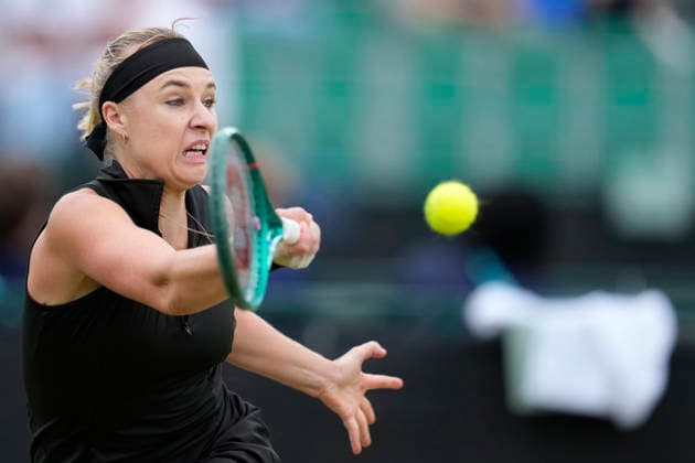 Lexus Nottingham Open - Day One Anna Blinkova in action during her Round of 32 match at the 2026 Lexus Nottingham Open Women s tennis tournament at the Nottingham Tennis Centre in Nottingham, England, on June 15, 2026. Nottingham Great Britain United Kingdom  Copyright: xOwenxHammondx originalFilename:hammond-2026lexu260615_npYxl.jpg