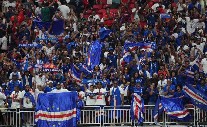 Cape Verde fans celebrate during the Spain vs. Cape Verde match in Group H of the 2026 FIFA World Cup at Atlanta Stadium in Atlanta, United States, on June 15, 2026. Photo by DeFodi Images (Thor Wegner),detected_source_language