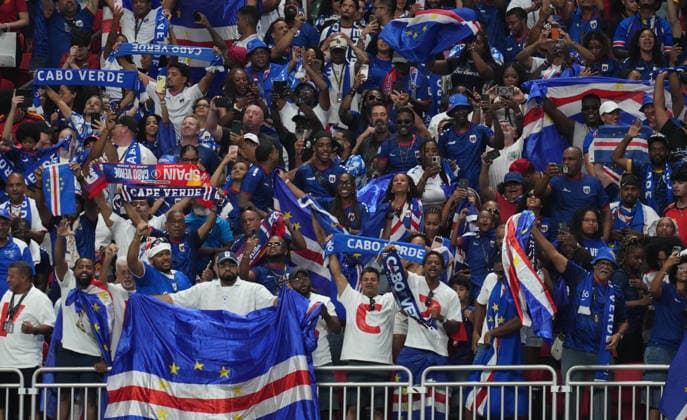 Cape Verde fans celebrate during the Spain vs. Cape Verde match in Group H of the 2026 FIFA World Cup at Atlanta Stadium in Atlanta, United States, on June 15, 2026. Photo by DeFodi Images (Thor Wegner),detected_source_language