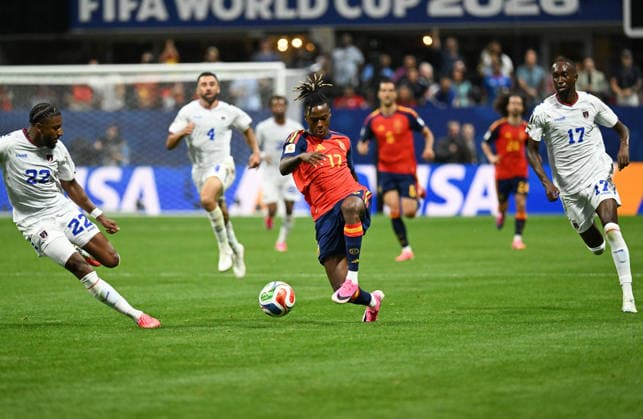 (260616) -- ATLANTA, June 16, 2026 -- Nico Williams (C) of Spain competes during the group H match between Spain and Cape Verde at the 2026 FIFA World Cup, WM, Weltmeisterschaft, Fussball at Atlanta Stadium in Atlanta, the United States, June 15, 2026. ) (SP)U.S.-ATLANTA-FOOTBALL-FIFA WORLD CUP-GROUP H-ESP VS CPV JuxHuanzong 