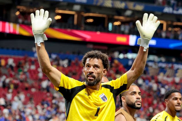 Cape Verde s goalkeeper Josimar Das Vozinha celebrates following their tie in the 2026 FIFA World Cup, WM, Weltmeisterschaft, Fussball group H soccer match between Spain and Cape Verde at Mercedes-Benz Stadium, in Atlanta, Georgia, United States, 15 June 2026. FIFA World Cup 2026 - Group H - Spain vs. Cape Verde !ACHTUNG: NUR REDAKTIONELLE NUTZUNG!  Copyright: xLavandeiraxJrx GRAF8985 20260615-55020605520_1