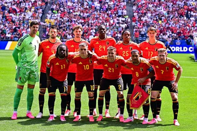 Belgium s players pictured at the start of a soccer game between Belgian national team, Nationalteam Red Devils and Egypt, on Monday 15 June 2026 in Seattle, the first game in the group stage of the FIFA World Cup, WM, Weltmeisterschaft, Fussball 2026 in the United States of America. The Diables Rouges - Rode Duivels were drawn into Group G. DIRKxWAEM  x177809484x
