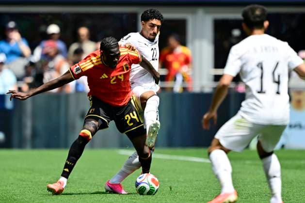 Belgium vs Egypt - 2026 FIFA World Cup, WM, Weltmeisterschaft, Fussball SEATTLE, USA - JUNE 15 :Onana Amadou midfielder of Belgium, Marmoush Omar forward of Egypt in action during the FIFA World Cup 2026 Group G match between Belgium and Egypt at the Lumen Field stadium on June 15, 2026 in Seattle, USA, 15 06 2026 Seattle United States of America  Copyright: xJanxDexMeuleneirx
