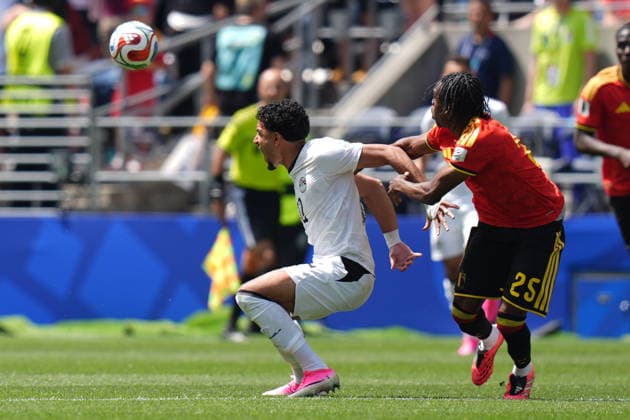 Belgium v Egypt - FIFA World Cup, WM, Weltmeisterschaft, Fussball 2026 - Group G SEATTLE, UNITED STATES - JUNE 15: Nathan Ngoy (R) of Belgium in action during the 2026 FIFA World Cup First Stage Group G match between Belgium and Egypt at Lumen Field (Seattle Stadium) in Seattle, Washington, United States on June 15, 2026. Ercin Erturk Anadolu Washington United States. Editorial use only. Please get in touch for any other usage.  Copyright: x2026xAnadoluxErcinxErturkx