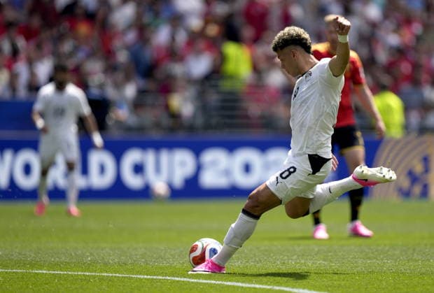 FIFA World Cup, WM, Weltmeisterschaft, Fussball 2026 - Group G - Belgium vs Egypt Emam Ashour of Egypt scoring the opening goal during the FIFA World Cup 2026 group stage match Belgium against Egypt, in Seattle, USA, 15 June 2026. SEATTLE United States  Copyright: xSTEPHENxBRASHEARx