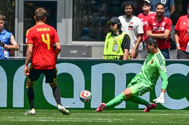 Belgium s goalkeeper Thibaut Courtois pictured in action during a soccer game between Belgian national team, Nationalteam Red Devils and Egypt, on Monday 15 June 2026 in Seattle, the first game in the group stage of the FIFA World Cup, WM, Weltmeisterschaft, Fussball 2026 in the United States of America. The Diables Rouges - Rode Duivels were drawn into Group G. DIRKxWAEM  x177812772x