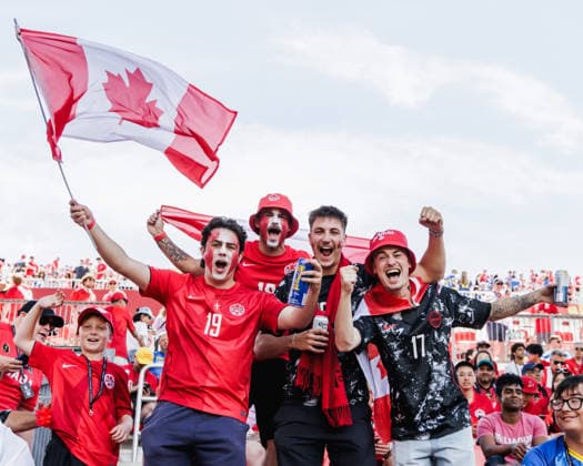 TORONTO, ON - JUNE 12: Canada supporters are seen before the FIFA World Cup, WM, Weltmeisterschaft, Fussball 2026 Group B match between Canada and Bosnia and Herzegovina on June 12, 2026, at Toronto Stadium in Toronto, ON. (Photo by Mathew Tsang Icon Sportswire) SOCCER: JUN 12 FIFA World Cup 26 Group B - Canada vs Bosnia and Herzegovina EDITORIAL USE ONLY Icon260612089