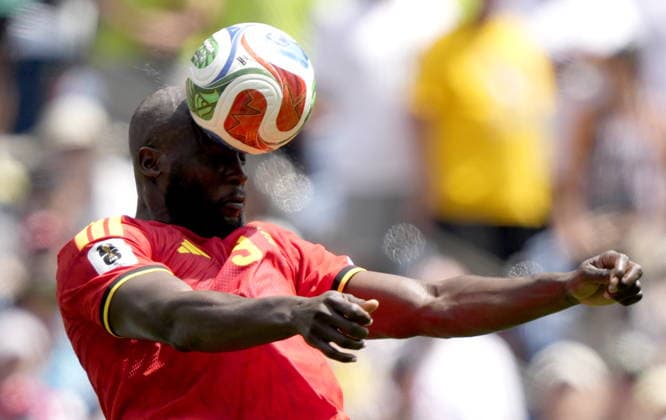 FIFA World Cup, WM, Weltmeisterschaft, Fussball 2026 - Group G - Belgium vs Egypt Romelu Lukaku of Belgium heads the ball during the FIFA World Cup 2026 group stage match Belgium against Egypt, in Seattle, USA, 15 June 2026. SEATTLE United States  Copyright: xSTEPHENxBRASHEARx