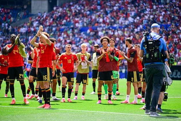Belgium vs Egypt - 2026 FIFA World Cup, WM, Weltmeisterschaft, Fussball SEATTLE, USA - JUNE 15 : Onana Amadou midfielder of Belgium, Meunier Thomas defender of Belgium, Witsel Axel midfielder of Belgium after the game during the FIFA World Cup 2026 Group G match between Belgium and Egypt at the Lumen Field stadium on June 15, 2026 in Seattle, USA, 15 06 2026 Seattle United States of America  Copyright: xJanxDexMeuleneirx