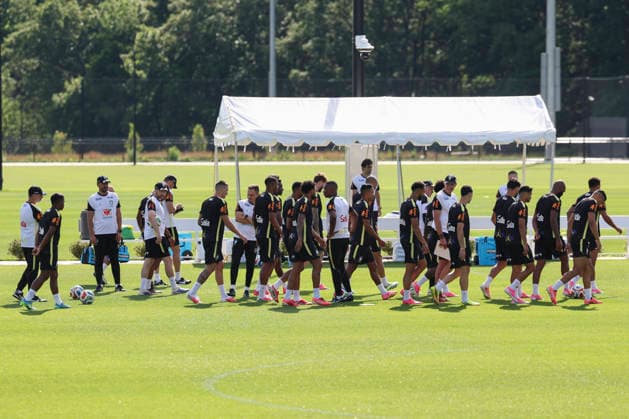 Brazilian players take part in a training session at Columbia Park in Morristown, New Jersey, United States, 15 June 2026. FIFA World Cup, WM, Weltmeisterschaft, Fussball 2026 - Brazil training session !ACHTUNG: NUR REDAKTIONELLE NUTZUNG!  Copyright: xSebastiaoxMoreirax GR2002 20260615-55020606536_1