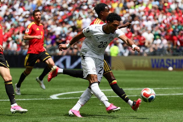 Omar Marmoush of Egypt shoots during the FIFA World Cup, WM, Weltmeisterschaft, Fussball 2026 match between Belgium and Egypt at Lumen Field, Seattle, USA on 15 June 2026. Copyright: xPeterxDovganx 45070069