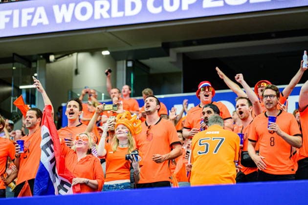 June 14, 2026, Arlington, Texas, USA: Netherlands fans cheer before the start of Group F football match between Netherlands and Japan on June 14, 2026. World Cup 2026  - ZUMAm348 20260614_znp_m348_001 Copyright: xLuisxRevillaxMatax