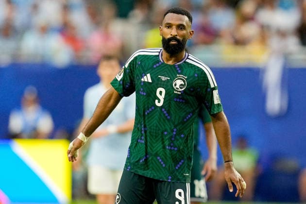 Feras Albrikan of Saudi Arabia looks on during the 2026 FIFA World Cup Group H match between Saudi Arabia and Uruguay at Miami Stadium on June 15, 2026, in Miami, United States. Photo by Alex Gottschalk, DeFodi Images,detected_source_language