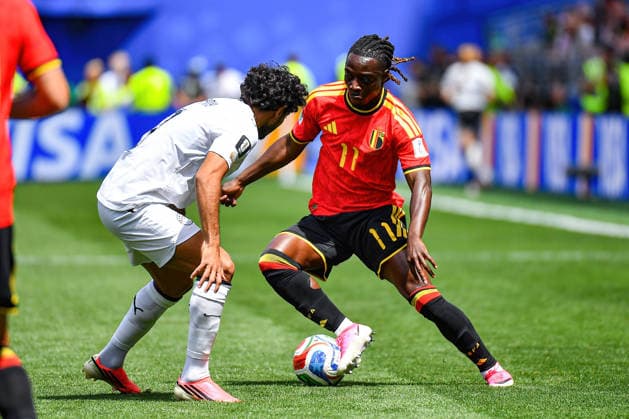 June 15, 2026: Belgium Forward Jeremy Doku (11) cribbles the ball during the FIFA World Cup, WM, Weltmeisterschaft, Fussball soccer match between Belgium and the Egypt in Seattle, WA. The match ended in a 1-1 draw. CSM Seattle United States - ZUMAc04_ 20260615_zma_c04_017 Copyright: xStevexFaberx