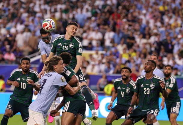 FIFA World Cup, WM, Weltmeisterschaft, Fussball 2026 - Group H - Saudi Arabia vs Uruguay Saudi Arabia forward Abdullah Al Hamdan (C) in action during the FIFA World Cup 2026 group stage match Saudi Arabia against Uruguay, in Miami, Florida, USA, 15 June 2026. MIAMI United States  Copyright: xCRISTOBALxHERRERA-ULASHKEVICHx
