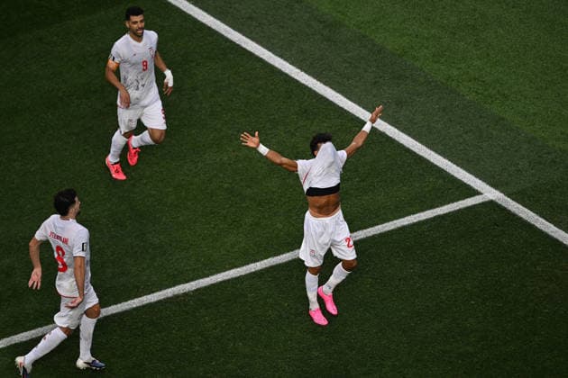 SOCCER IRAN NEW ZEALAND WORLD CUP, Ramin Rezaeian of IR Iran celebrates his goal during the Group G match between Iran and New Zealand as part of the FIFA 2026 World Cup at SoFi Stadium in Inglewood, California, USA, Thursday, June 11, 2026. ( NO ARCHIVING, EDITORIAL USE ONLY, AUSTRALIA USE ONLY INGLEWOOD CALIFORNIA UNITED STATES  Copyright: xAndrewxCornagax 20260616161488147720