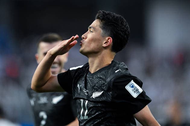 Elijah Just of New Zealand celebrates after scoring the team s first goal during a FIFA Men’s World Cup 2026 Group Stage football match between Iran and New Zealand at Los Angeles Stadium, in Inglewood on June 15th 2026 (Photo by Nayra Halm SPP)  Copyright: xNayraxHalm SPPx Sportspressphoto_SPR167597