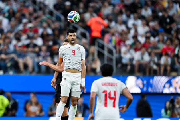 Mehdi Taremi of IR Iran heads the ball during a FIFA Men’s World Cup 2026 Group Stage football match between Iran and New Zealand at Los Angeles Stadium, in Inglewood on June 15th 2026 (Photo by Nayra Halm SPP)  Copyright: xNayraxHalm SPPx Sportspressphoto_SPR167606
