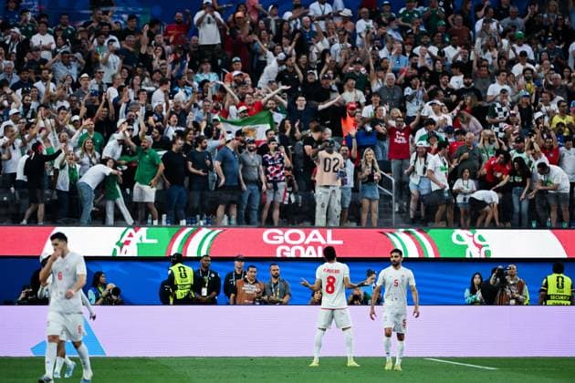 Mohammad Mohebi of IR Iran celebrates after scoring the team s second goal during a FIFA Men’s World Cup 2026 Group Stage football match between Iran and New Zealand at Los Angeles Stadium, in Inglewood on June 15th 2026 (Photo by Nayra Halm SPP)  Copyright: xNayraxHalm SPPx Sportspressphoto_SPR167611
