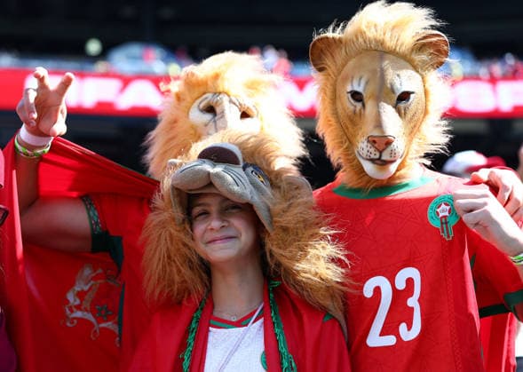 New Jersey, USA, 13th June 2026. Morocco fans during the Brazil vs Morocco FIFA World Cup, WM, Weltmeisterschaft, Fussball match at Metlife Stadium, New Jersey. Picture credit should read: Paul Terry Sportimage EDITORIAL USE ONLY. No use with unauthorised audio, video, data, fixture lists, club league logos or live services. Online in-match use limited to 120 images, no video emulation. No use in betting, games or single club league player publications. SPI_287_PT_Brazil_Morocco SPI-4835-0287