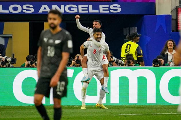 USA Soccer 2026 FIFA World Cup Group Stage Group G Iran vs. New Zealand SoFi Stadium Inglewood, Los Angeles County, California Goal and celebration of the 2-2 equalizer by Mohammad Mohebbi Iran 8 Joy, emotion, celebration,detected_source_language Copyright: xJOERANxSTEINSIEKx