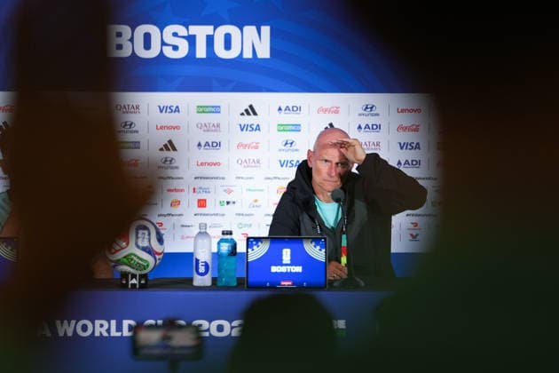 (260616) -- BOSTON, June 16, 2026 -- Norway s head coach Stale Solbakken attends a press conference, PK, Pressekonferenz ahead of the group I stage match against Iraq at the FIFA World Cup, WM, Weltmeisterschaft, Fussball 2026 in Boston, the United States, June 15, 2026. ) (SP)U.S.-BOSTON-FOOTBALL-FIFA WORLD CUP-PRESS CONFERENCE-NORWAY HuangxZongzhi 