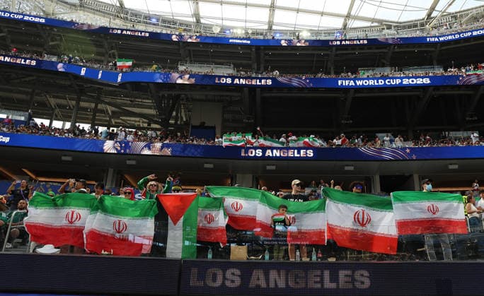 (260616) -- LOS ANGELES, June 16, 2026 -- Fans of Iran are seen before the group G match between Iran and New Zealand at the 2026 FIFA World Cup, WM, Weltmeisterschaft, Fussball at Los Angeles Stadium in Los Angeles, the United States, June 15, 2026. ) (SP)U.S.-LOS ANGELES-FOOTBALL-FIFA WORLD CUP-GROUP G-IRN VS NZL BaixXuefei 