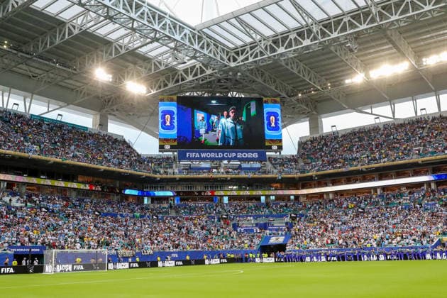 MIAMI GARDENS, FL - JUNE 15: A general view of the Miami Stadium at a FIFA World Cup, WM, Weltmeisterschaft, Fussball 2026 Group H match between Saudi Arabia and Uruguay on June 15, 2026 at Miami Stadium, in Miami Gardens, Fla.(Photo by Chris Arjoon Icon Sportswire) SOCCER: JUN 15 FIFA World Cup 26 Group H - Saudi Arabia vs Uruguay EDITORIAL USE ONLY Icon26061500100072