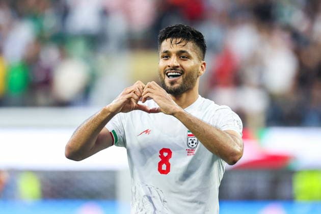 FIFA World Cup, WM, Weltmeisterschaft, Fussball 2026 - Group G - Iran vs New Zealand epaselect Iran forward Mohammad Mohebi celebrates after scoring a goal in the second half during the FIFA World Cup 2026 group stage match Iran against New Zealand, in Los Angeles, USA, 15 June 2026. LOS ANGELES United States  Copyright: xCHRISxTORRESx