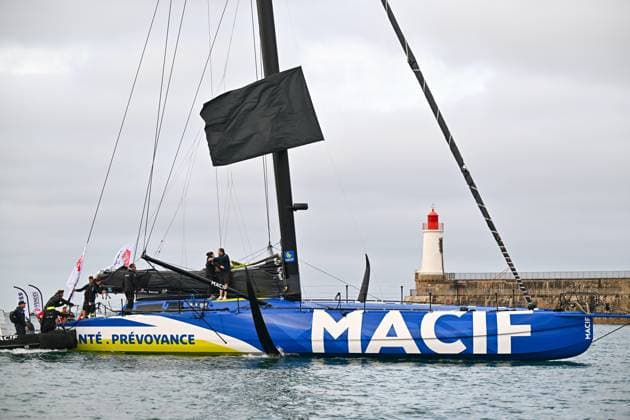 ARRIVEE VENDEE ARCTIQUE PHOTOPQR OUEST FRANCE Franck Dubray ; Les Sables-d Olonne ; 16 06 2026 ; Voile Arrivée de la Vendée Arctique aux Sables d Olonne avec l arrivée de Sam Goodchild sur Macif qui termine deuxième de la course. Il rend hommage à Charlie Dalin , mort le 11 juin 2026 a gagné le dernier Vendée Globe avec Macif. (Photo Franck Dubray) Les Sables d Olonne, France, june 16th 2026 The Vendée Arctique race has arrived in Les Sables d Olonne, with Sam Goodchild on Macif finishing second. A tribute was also paid to Charlie Dalin, who died on June 11, 2026, and won the last Vendée Globe with Macif. Les Sables-d Olonne France  Copyright: xPHOTOPQR OUESTxFRANCE MAXPPPxFranckxDubrayx 20260616OFR5768 20260616OFR5757
