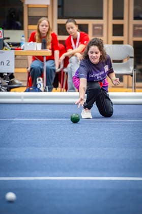 The boccia competitions at the Special Olympics National Games will take place on Tuesday, June 16, 2026, at the Joachim Deckarm Hall in Saarbrücken. Pictured is Karolina Meng from the team at the AWO Special Education School at Ökosee.,detected_source_language bub