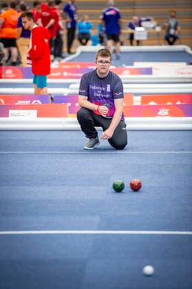 The boccia competitions at the Special Olympics National Games will take place on Tuesday, June 16, 2026, at the Joachim Deckarm Hall in Saarbrücken. Pictured is Armin Papp from the team at the AWO Special Education School at Ökosee.,detected_source_language bub