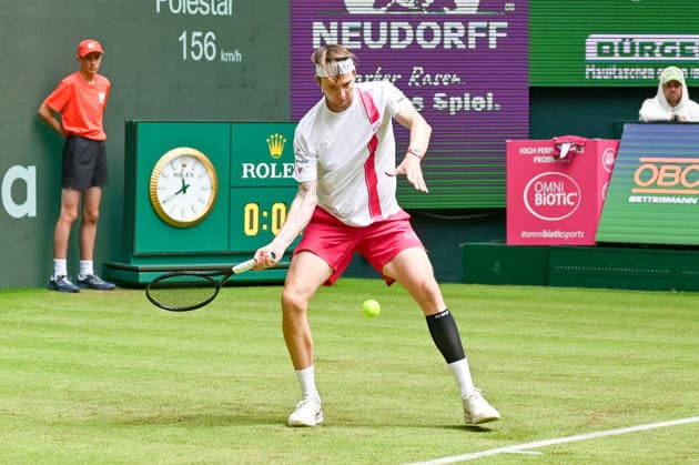 Alexander Bublik (KAZ) prepares to return a ball on the forehand TERRA WORTMANN Open 2026, Tennis, ATP, Mens 500, Tournament, Main Draw, June 16, 2026, TERRA WORTMANN Open 2026, Tennis, ATP, Mens Tennis 500, Tournament, Main Draw, June 16, 2026 Indoor,detected_source_language Copyright: xEibner-Pressefoto RobertxGertzenx EP_RGN
