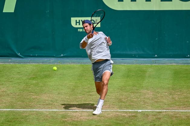 Karen Khachanov (RUS) hits a forehand at the TERRA WORTMANN Open 2026, Tennis, ATP, Mens 500, Tournament, Main Draw, June 16, 2026, TERRA WORTMANN Open 2026, Tennis, ATP, Mens Tennis 500, Tournament, Main Draw, June 16, 2026, Indoor,detected_source_language Copyright: xEibner-Pressefoto RobertxGertzenx EP_RGN
