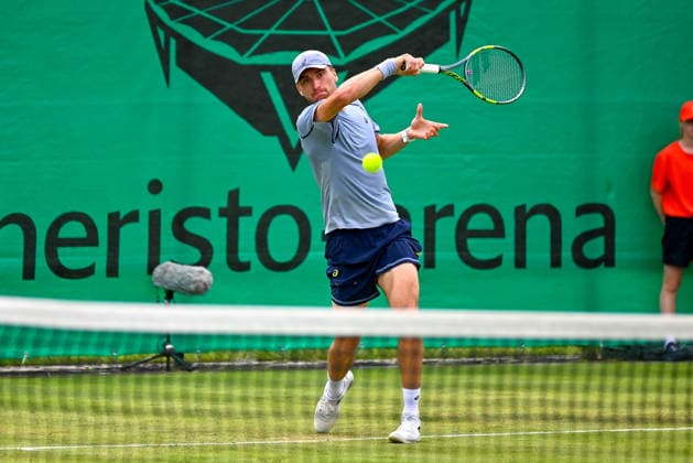 Raphael Collignon (BEL) hits a forehand at the TERRA WORTMANN Open 2026, Tennis, ATP, Mens 500, Tournament, Main Draw, June 16, 2026, TERRA WORTMANN Open 2026, Tennis, ATP, Mens 500, Tournament, Main Draw, June 16, 2026, Indoor,detected_source_language Copyright: xEibner-Pressefoto RobertxGertzenx EP_RGN