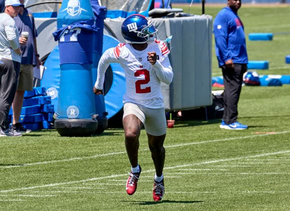 New York Giants cornerback Deonte Banks (2) during minicamp held at the Quest Diagnostics Training Center in East Rutherford, New Jersey. CSM NFL, American Football Herren, USA 2026: NY Giants Minicamp June 09  - ZUMAc04_ 20260616_zma_c04_012 Copyright: xDuncanxWilliamsx