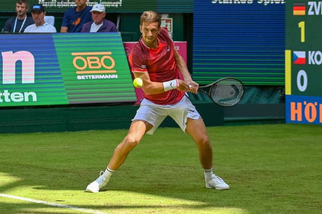 Vit Kopriva (CZE) prepares to return the ball on the backhand at the TERRA WORTMANN Open 2026, Tennis, ATP, Mens 500, Tournament, Main Draw, June 16, 2026, TERRA WORTMANN Open 2026, Tennis, ATP, Men’s 500, Tournament, Main Draw, June 16, 2026, Indoor,detected_source_language Copyright: xEibner-Pressefoto RobertxGertzenx EP_RGN