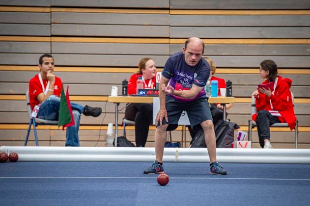 The boccia competitions at the Special Olympics National Games will take place on Tuesday, June 16, 2026, at the Joachim Deckarm Halle in Saarbrücken. Pictured is Patrick Petit from the AWO team.,detected_source_language bub