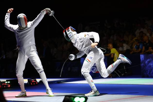 Escrime championnat d Europe PHOTOPQR LE COURRIER PICARD Haslin ; Antony ; 16 06 2026 ; 16 06 26 Championnat d Europe d escrime - épée hommes Paul Fortin (France) vs Andrasfi (Hun) 16èmes de finale Photo Fred Haslin European fencing championship in Antony, France, on June 16, 2026 Antony 92 France  Copyright: xPHOTOPQR LExCOURRIERxPICARD MAXPxHaslinx 20260616LCP6910 20260616LCP6910