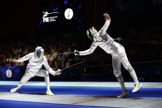 Escrime championnat d Europe PHOTOPQR LE COURRIER PICARD Haslin ; Antony ; 16 06 2026 ; 16 06 26 Championnat d Europe d escrime - épée hommes Paul Fortin (France) vs Andrasfi (Hun) 16èmes de finale Photo Fred Haslin European fencing championship in Antony, France, on June 16, 2026 Antony 92 France  Copyright: xPHOTOPQR LExCOURRIERxPICARD MAXPxHaslinx 20260616LCP6936 20260616LCP6936