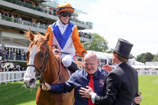 June 16, 2026, Ascot, Windsor, GBR Ten Bob Tony with Kieran Shoemark after winning the Queen Anne Stakes at Ascot Racecourse Horse, Jockey, Ten Bob Tony, Shoemark, Victory 260616D514ROYAL ASCOT JPG,detected_source_language