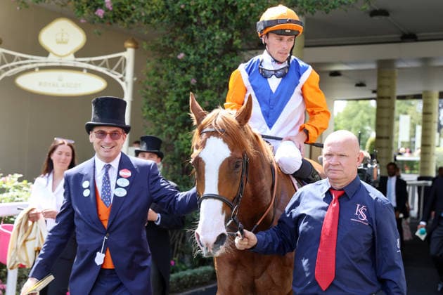 June 16, 2026, Ascot, Windsor, GBR Ten Bob Tony with Kieran Shoemark after winning the Queen Anne Stakes at Ascot Racecourse Horse, Jockey, Ten Bob Tony, Shoemark, Victory 260616D518ROYAL ASCOT JPG,detected_source_language