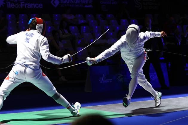 Escrime championnat d Europe PHOTOPQR LE COURRIER PICARD Haslin ; Antony ; 16 06 2026 ; 16 06 26 Championnat d Europe d escrime - épée hommes David Van Nunnen (Beauvais - Pays Bas) vs Ian Huri (Sui) 32èmes de finale Photo Fred Haslin European fencing championship in Antony, France, on June 16, 2026 Antony 92 France  Copyright: xPHOTOPQR LExCOURRIERxPICARD MAXPxHaslinx 20260616LCP7017 20260616LCP7017