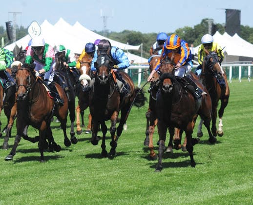 Horse Racing - 2026 UK Flat Racing Season - Royal Ascot - Day One - Race 1, The King Charles 111 Stakes - Ascot Racecourse - Tuesday 16th June 2026 Ryan Moore on Mission Central (far right) wins the race COLORSPORT ANDREW COWIE 