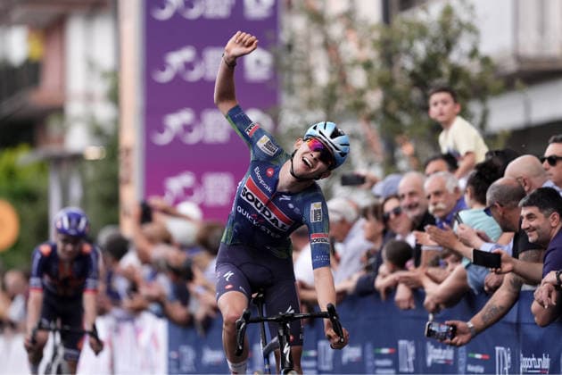 Belgium s Jasper Schoofs of Soudal Quick-Step Devo Team stage winner during Stage 3 of the Giro Next Gen 2026, from Sibari to Villa d Agri di Marsicovetere, Italy, Tuesday, June 16, 2026.  Copyright: xMassimoxPaolone LaPressex