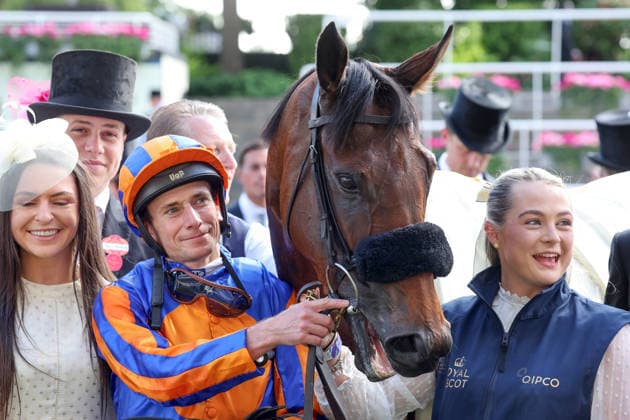 June 16, 2026, Ascot, Windsor, GBR Mission Central with Ryan Moore after winning the King Charles III Stakes at Ascot Racecourse Horse, Jockey, Mission Central, Moore, Victory 260616D536ROYAL ASCOT JPG,detected_source_language