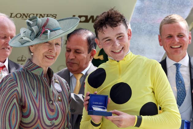 June 16, 2026, Ascot, Windsor, UK Portrait of HRH Princess Anne and jockey Billy Loughnane after the St. James’s Palace Stakes at Ascot Racecourse Jockey, Loughnane, Victory, Portrait, Princess Anne 260616D559ROYAL ASCOT JPG,detected_source_language